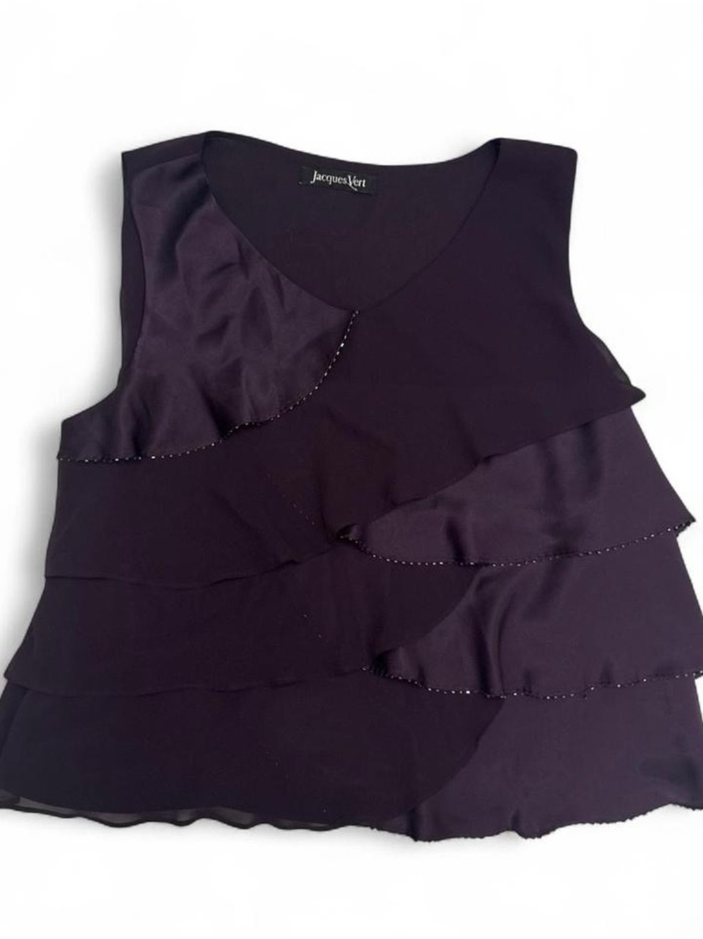 Women's Dark Purple Ruffle Sleeveless Top